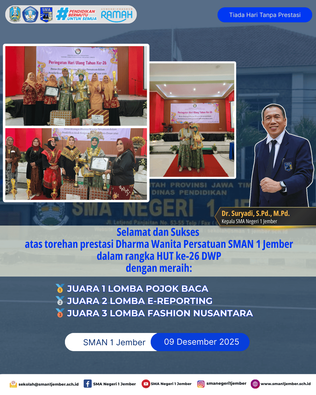 DWP SMAN 1 Jember Borong Prestasi di HUT ke-26 Dharma Wanita Persatuan