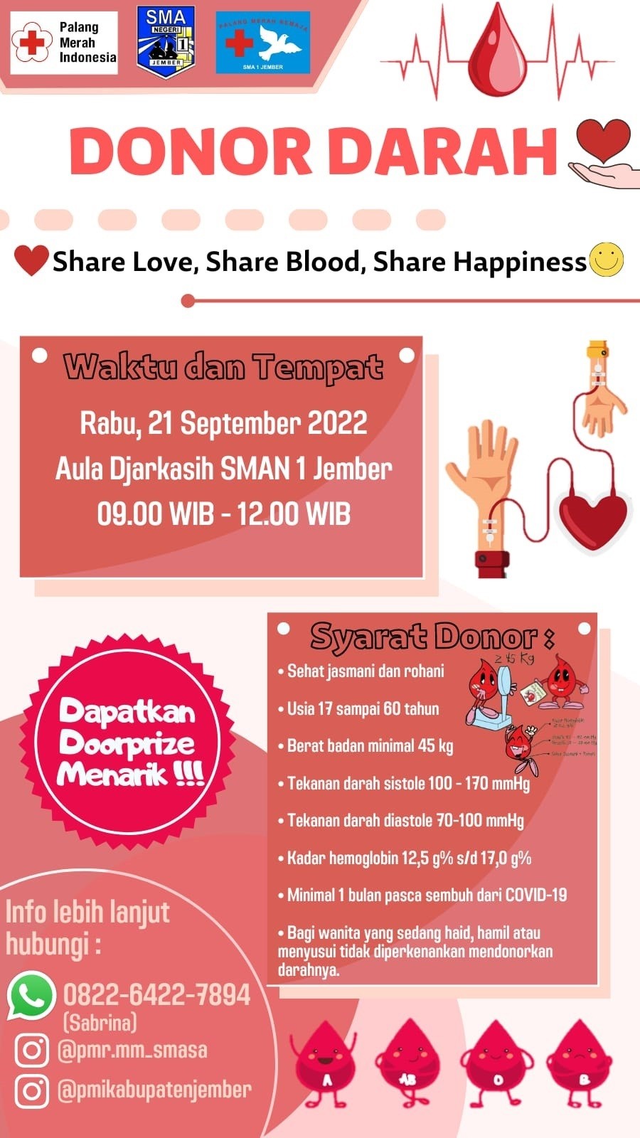 Kegiatan Donor Darah di SMA Negeri 1 Jember
