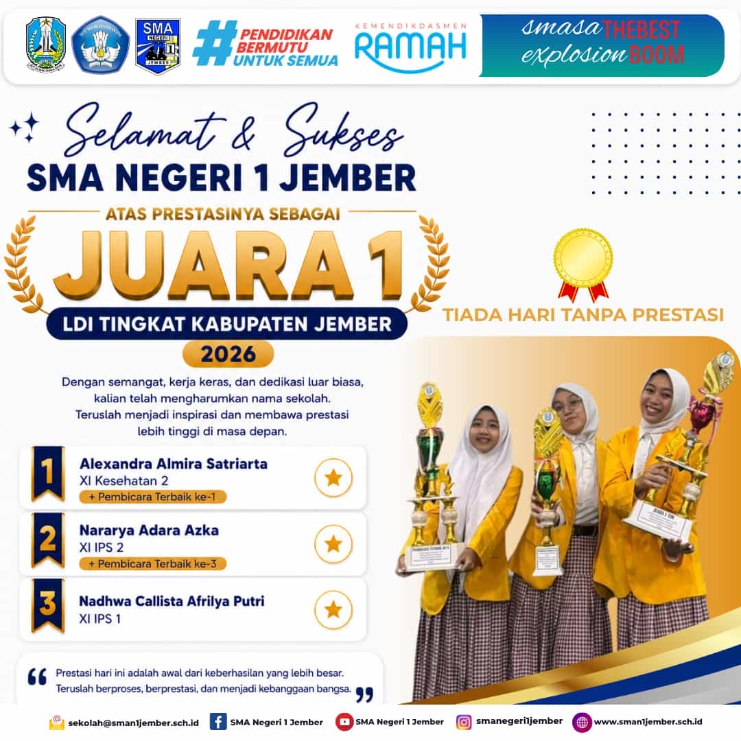 SMA Negeri 1 Jember Juara 1 dalam lomba debat indonesia