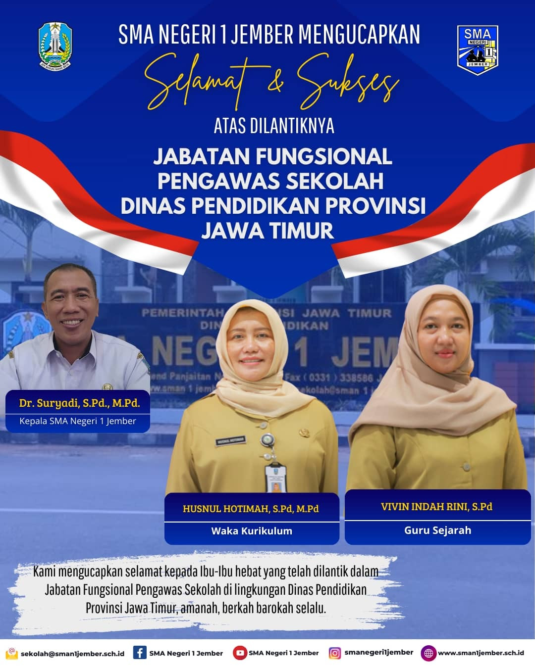 SELAMAT & SUKSES ATAS DILANTIKNYA JABATAN FUNGSIONAL PENGAWAS SEKOLAH