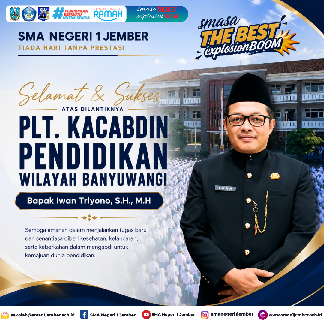 Selamat atas dilantiknya Bapak Iwan Triyono, S.H., M.H. (Plt.) Kepala Cabang Dinas Pendidikan Banyuw