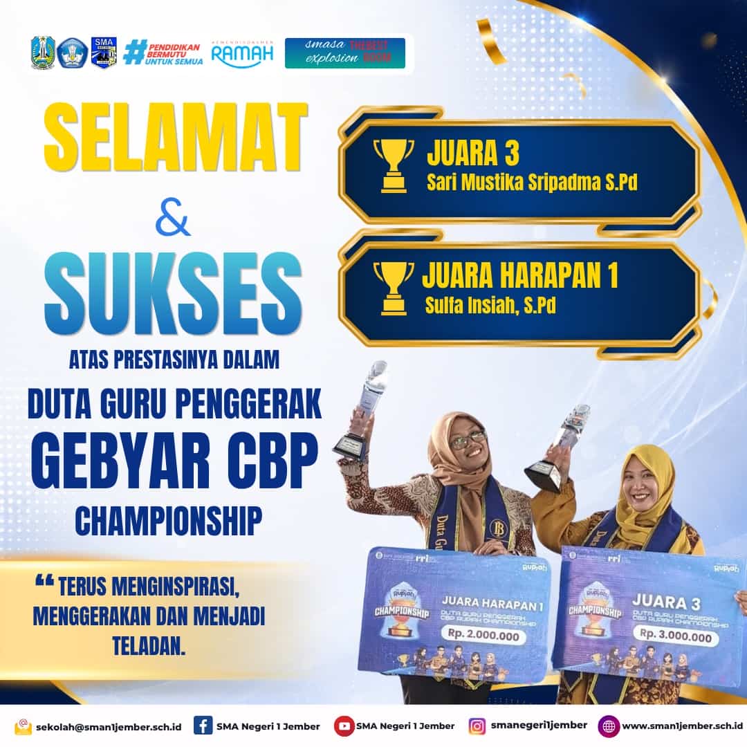 PRESTASI GURU dalam ajang Duta Guru Penggerak Gebyar CBP Championship.